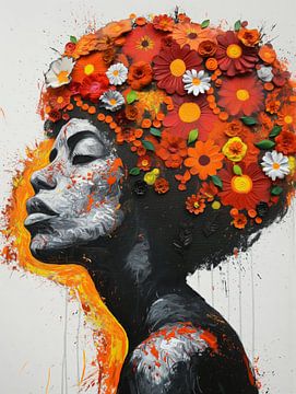 Vrouw met bloemen van Bert Nijholt