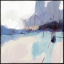 Abstrakte Landschaft in Blau und Weiß – moderne Malerei, die Ruhe und Bewegung vereint von ATELIER KAMILA M