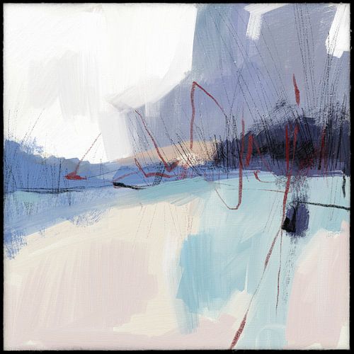Abstract landschap blauw wit – moderne schilderkunst met rust en beweging