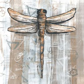 Dragonfly in gold brown by Emiel de Lange