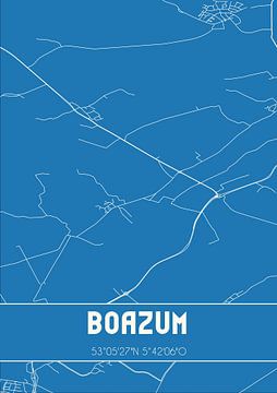 Blauwdruk | Landkaart | Boazum (Fryslan) van MijnStadsPoster