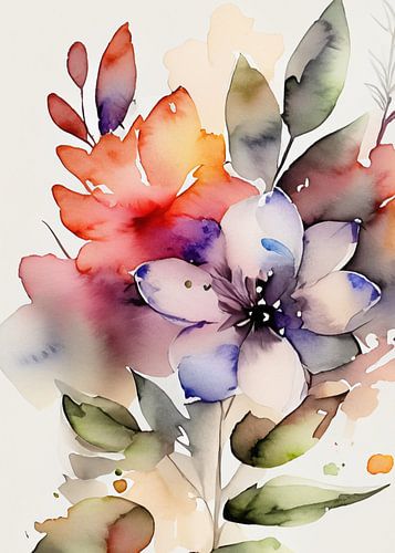 Colourful abstract watercolour flowers
