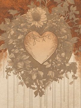 Bloemenhart | Whispers of Nature's Heart van Abstract Schilderij
