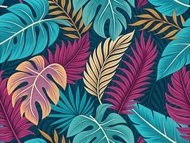 Tropical Foliage Dream: Vibrant Leaf Pattern by Artistic