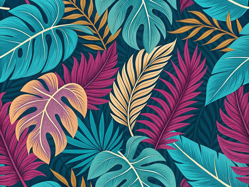 Rêve de feuillage tropical : Motif de feuilles vibrant par Artistic