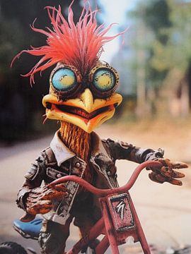 Punk humour cock biker doll surreal adventure character by gm_designs