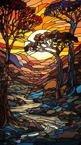 Evening sun (glas in lood)