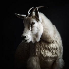 Mountain goat in winter jumper