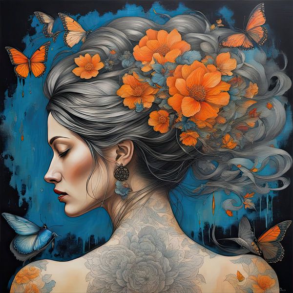 Butterflies and flowers No. 36.61 by Eye catching paintings