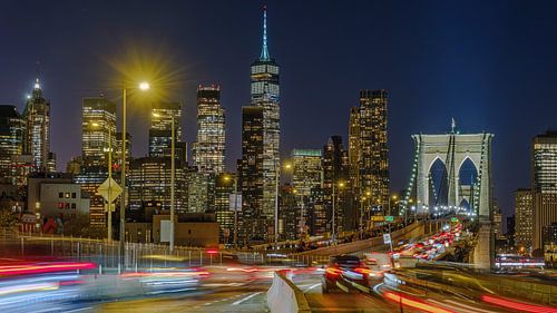 New York Brooklyn Bridge mit Financial Distrikt