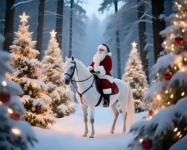 Weihnachtsmann zwischen Tannenspuren von Jean Pierre