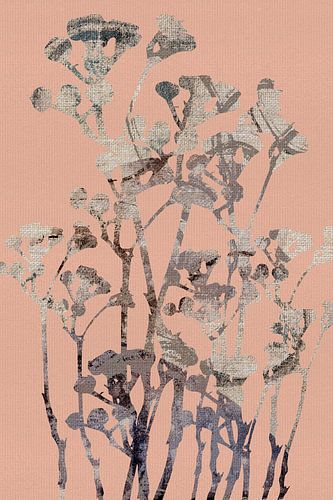 Fleurs d'été en taupe et violet sur rose corail