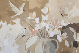 Vögel | Schmetterling | Blumen | Gelassenheit von Imperial Art House