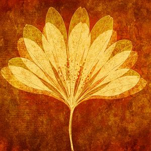 Vintage Japandi Gemälde mit abstrakter Blume