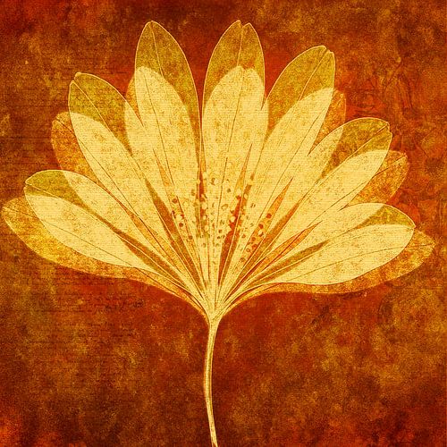 Vintage Japandi schilderij met abstracte bloem