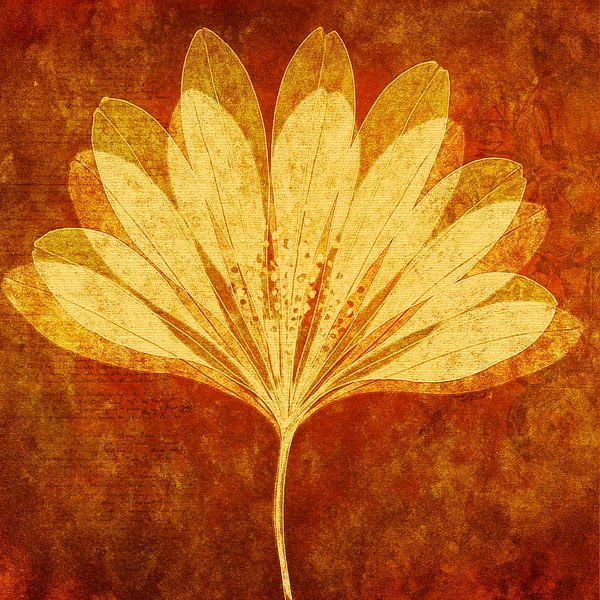 Vintage Japandi schilderij met abstracte bloem van Studio Pieternel