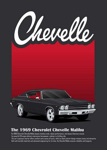 Kunstauto 1969 Chevrolet Chevelle Malibu Zwart