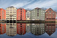 Colorful office buildings in Trondheim, Norway.