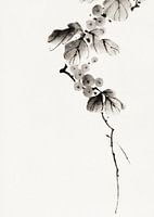 Japanese art. Berry branch by Katsushika Hokusai. Vintage painting