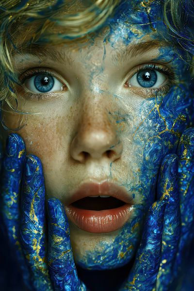portrait en jaune et bleu par Egon Zitter