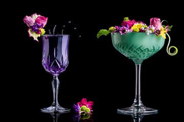 groene en paarse cocktail, green and purple drinks van Corrine Ponsen
