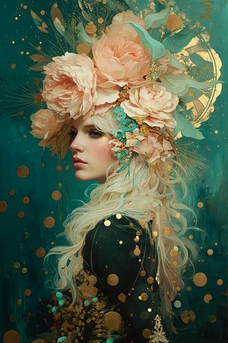 Bloemenportret geïnspireerd door Klimt no.1