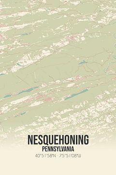 Vintage landkaart van Nesquehoning (Pennsylvania), USA. van Rezona