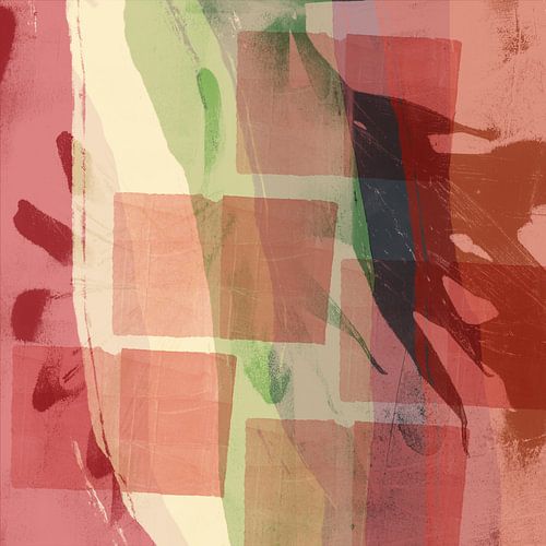 Colorful abstract painting in pink . warm yellow and green by Abstract Minimalist Art