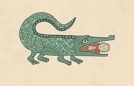 Green Crocodile Motif by VETTORICA