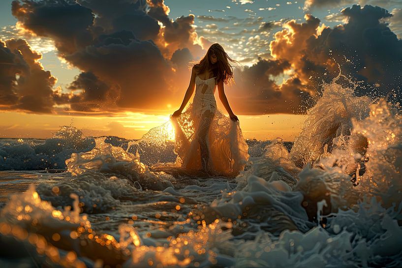 bride in the surf by Egon Zitter