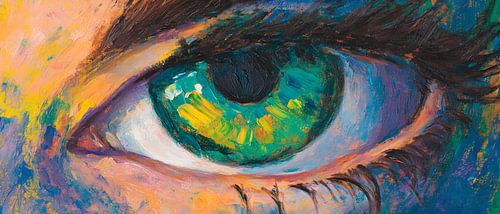Un œil intense aux couleurs vives