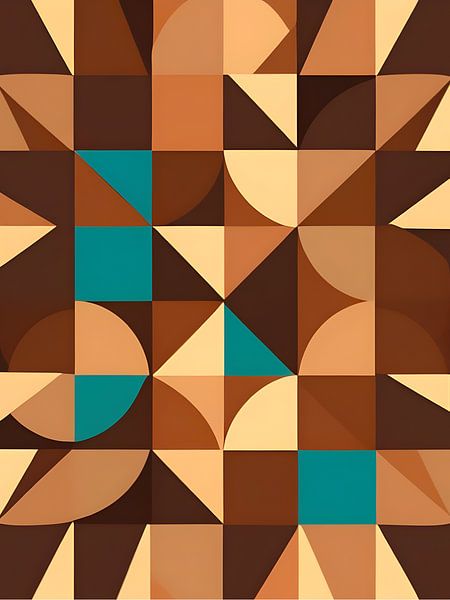 Terracotta &amp;amp ; nuances de bleu, motif rétro 2 par The Art Kroep