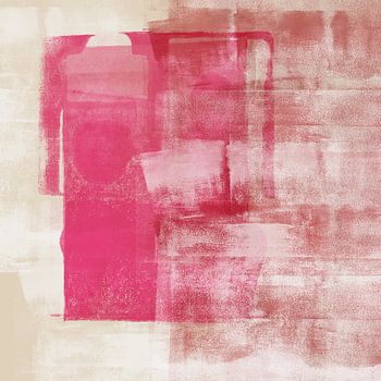 Skandinavische minimalistische Kunst in zarten Pastellfarben und Neonpink