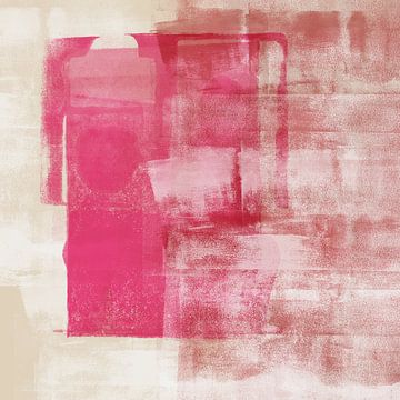 Art minimaliste scandinave dans des tons pastels et rose néon sur Art minimaliste abstrait