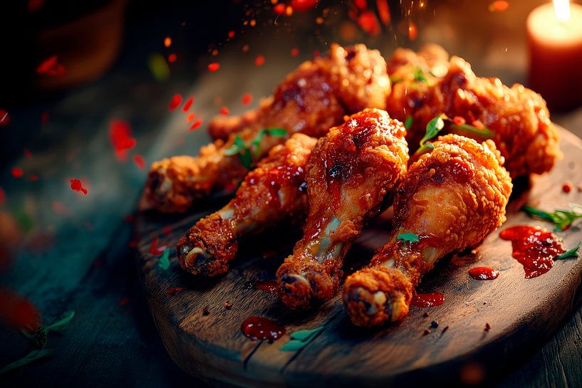 Saftige Chicken Drumsticks mit Sauce von Poster Art Shop