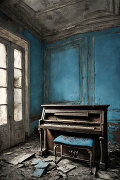 vervallen kamer met piano van Bernhard Karssies