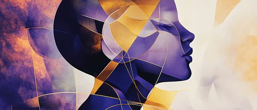Abstract portret in donkere kleuren