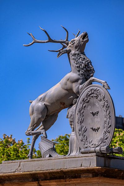 BADEN-WÜRTTEMBERG : STAG FIGURE AT THE NEW CASTLE STUTTGART by Photoart-Naegele