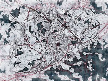 Kaart van Saint-Étienne in de stijl 'White Winter' van Maporia