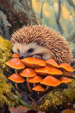 Egels en paddenstoelen van Poster Art Shop