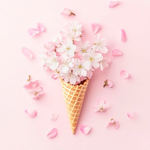Bloesems in een wafelhoorntje