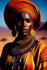 African lady. Ethnic portrait. digital painting of African tribal lady with earth tone colors