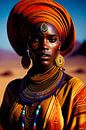 African lady. Ethnic portrait. digital painting of African tribal lady with earth tone colors by Dreamy Faces thumbnail