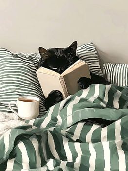 Leesboek met zwarte kat