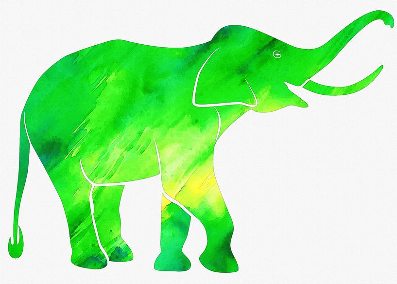 Elephant green background van Gunawan RB