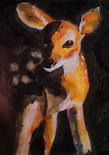 Impression d'un cerf, oiseau spécial, illustration d'un animal de la forêt