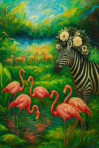 Zebra en flamingo’s – kleurrijk droomspektakel