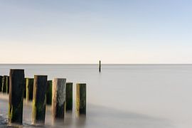 Breakwaters in the sun in Zeeland
