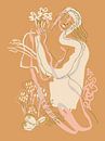 Bloemen Meisje op Warm Goud Terracotta van Mad Dog Art thumbnail