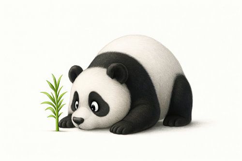Nieuwsgierige panda en spruit